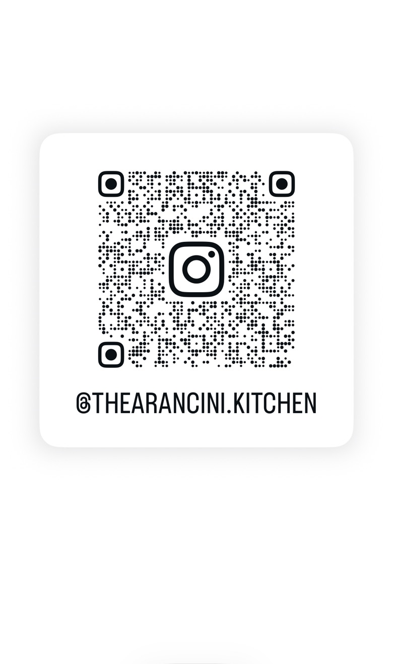 QR code linking to @thearancini.kitchen on Instagram